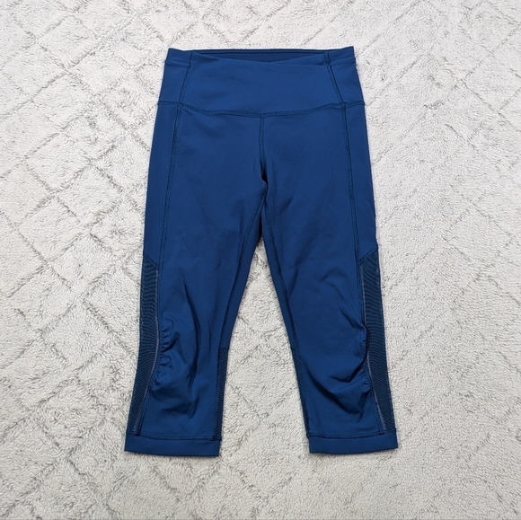Lululemon Leggings Women's 4 Blue Poseidon Gear Up Mid Rise Crop 17” - Picture 1 of 10